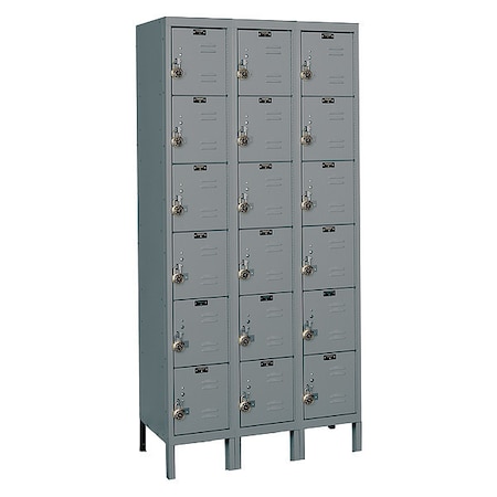 Hallowell ReadyBuilt Locker, 36X15X78", 6 Tier, Gray URB3258-6A-HG