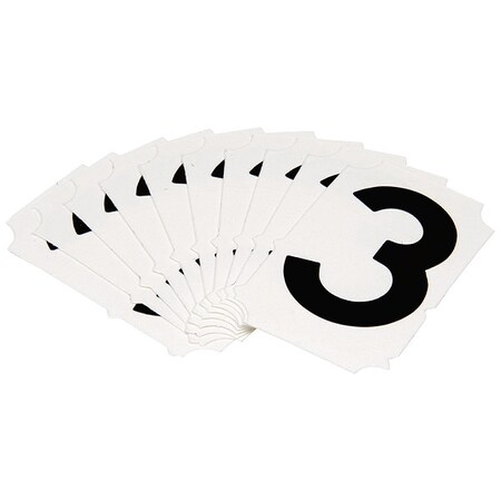 Brady NumberLabel, Polyester, 2inH, 1-5/8inW, PK10 5050P-3