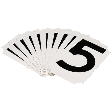 Brady NumberLabel, Polyester, 2inH, 1-5/8inW, PK10 5050P-5