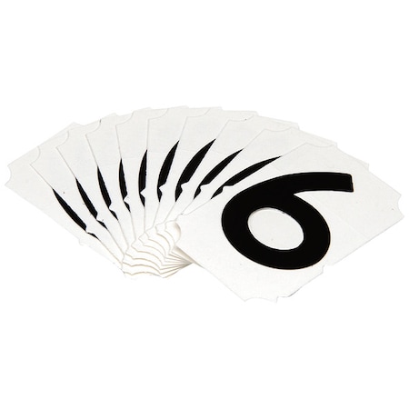 Brady NumberLabel, Polyester, 2inH, 1-5/8inW, PK10 5050P-6