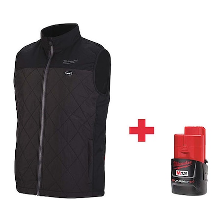 MILWAUKEE TOOL 12 V, Heated Vest , Men's , Black , 2XL 303B-212X, 48-11-2420