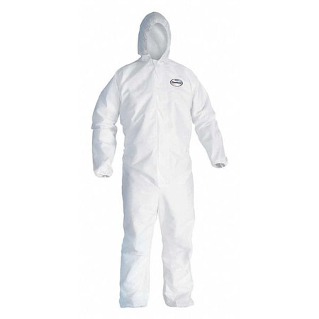 Kleenguard Hooded Disposable Coverall, White, L, PK25 46113