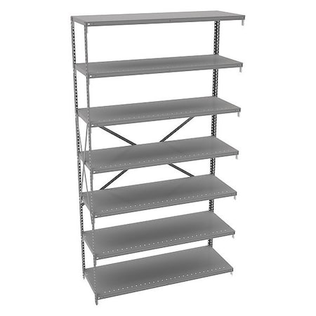 Tennsco Boltless Shelving, 18"D x 48"W x 87"H, 7 Shelves QO7-4818AB-MGY