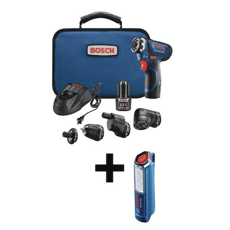 Bosch Flexiclick Drill, 1/2 in, 12 V DC, Cordless Drill GSR12V-140FCB22 + GLI12V-300N