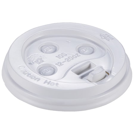 Zoro Select Disp Hot Cup Lid, 10 oz-20oz, White, PK1000 E1020-DLW