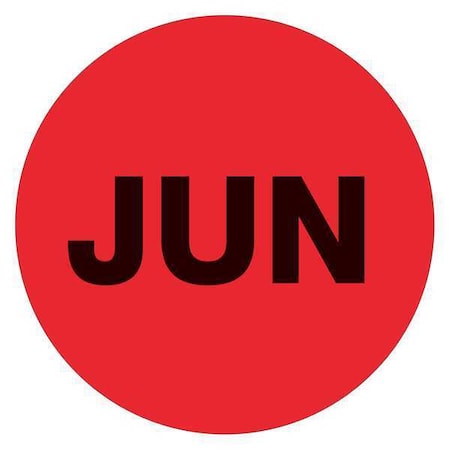 Tape Logic Tape Logic Months of the Year Labels, "JUN", 2" Circle, Fluorescent Red, 500/Roll DL6740