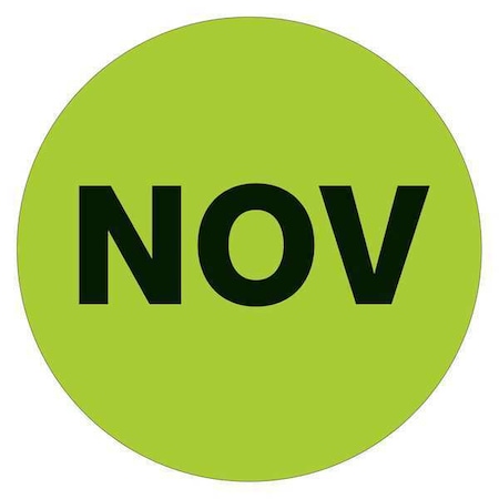 Tape Logic Tape Logic Months of the Year Labels, "NOV", 1" Circle, Fluorescent Green, 500/Roll DL6733