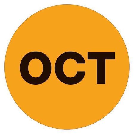 Tape Logic Tape Logic Months of the Year Labels, "OCT", 1" Circle, Fluorescent Orange, 500/Roll DL6732