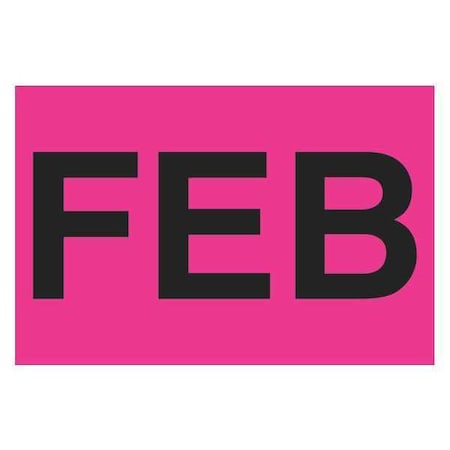 Tape Logic Tape Logic Months of the Year Labels, "FEB", 2" x 3", Fluorescent Pink, 500/Roll DL6721