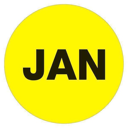 Tape Logic Tape Logic Months of the Year Labels, "JAN", 2" Circle, Fluorescent Yellow, 500/Roll DL6735