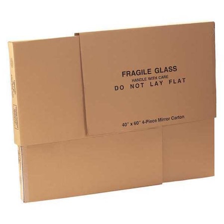 Partners Brand 40 in x 3 1/2 in x 60 in Mirror Box, Kraft, Corrugate, Single Wall, 32 ECT, 4 PK 40604PCMC