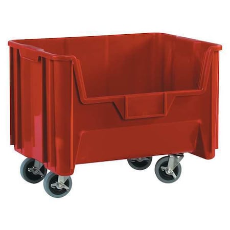 Partners Brand Mobile Storage Bin, Plastic, Red, 19 7/8 in L, 3 PK BING121