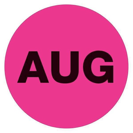 Tape Logic Tape Logic Months of the Year Labels, "AUG", 1" Circle, Fluorescent Pink, 500/Roll DL6730