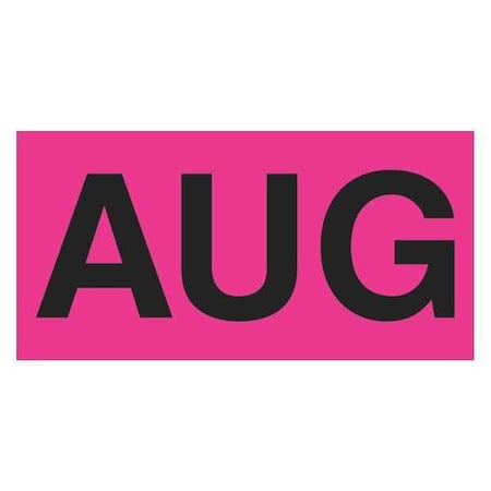 Tape Logic Tape Logic Months of the Year Labels, "AUG", 3" x 6", Fluorescent Pink, 500/Roll DL6842