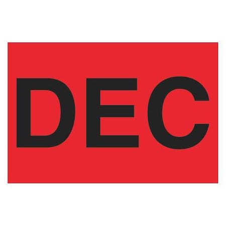 Tape Logic Tape Logic Months of the Year Labels, "DEC", 2" x 3", Fluorescent Red, 500/Roll DL6921