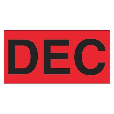 Tape Logic Tape Logic Months of the Year Labels, "DEC", 3" x 6", Fluorescent Red, 500/Roll DL6922