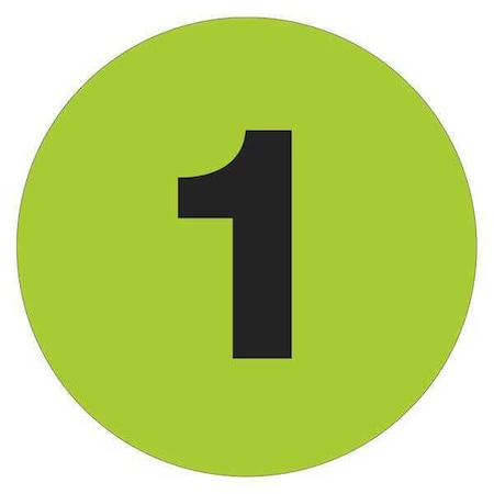 Tape Logic Tape Logic Number Labels, "1", 2" Circle, Fluorescent Green, 500/Roll DL6769