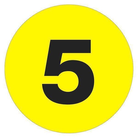 Tape Logic Tape Logic Number Labels, "5", 1" Circle, Fluorescent Yellow, 500/Roll DL6755