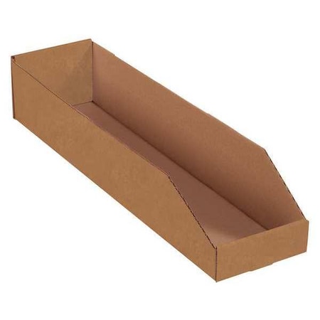 Partners Brand Storage Bin, Brown, 4-1/2 in H, 6 in W, 24 in L, 50 PK BINMT624K