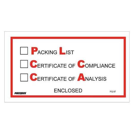 Tape Logic Tape Logic "Packing List/Cert of Compliance/Cert. of Analysis Enclosed" Envelopes, 5 1/2" x 10", Red/Black, 1000/Case PL97