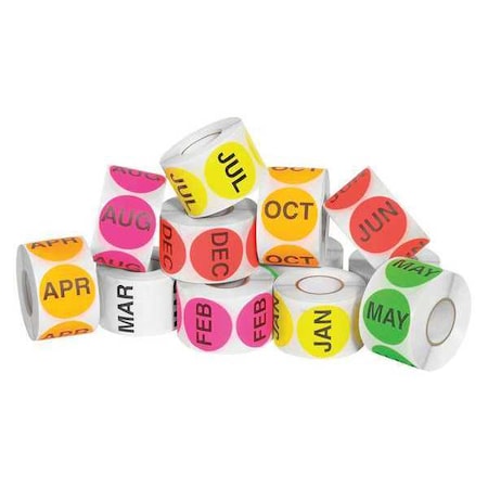 Tape Logic Tape Logic Easy Order Packs, Months Of The Year, 2" Circle, Assorted Colors, 12/Case DL1239