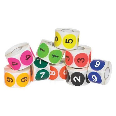 Tape Logic Tape Logic Easy Order Packs, Numbers, (1-10), 2" Circle, Assorted Colors, 10/Case DL1240