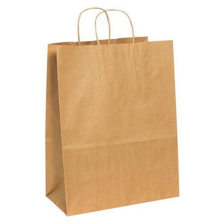 Partners Brand Paper Shopping Bags, 13" x 7" x 17", Kraft, PK250 BGS106K
