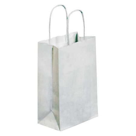 Partners Brand Paper Shopping Bags, 5 1/2" x 3 1/4" x 8 3/8", White, PK250 BGS101W