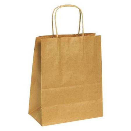 Partners Brand Paper Shopping Bags, 8" x 4 1/2" x 10 1/4", Kraft, PK250 BGS103K