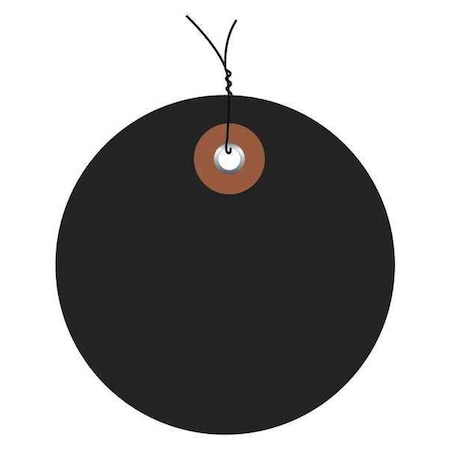 Partners Brand Tag, Plastic, Circle, Wired, 2", Black, PK100, Vinyl, Black, 100 PK G26065W