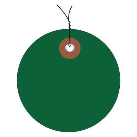 Partners Brand Tag, Plastic, Circle, Wired, 3", Green, PK100, Vinyl, Green, 100 PK G26075W