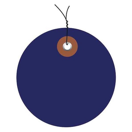 Partners Brand Tag, Plastic, Circle, 3", Blue, PK100, Vinyl, Blue, 100 PK G26076
