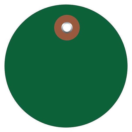 Partners Brand Tag, Plastic, Circle, 2", Green, PK100, Vinyl, Green, 100 PK G26068