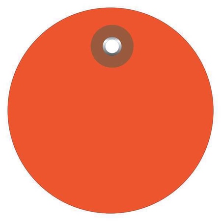 Partners Brand Tag, Plastic, Circle, 3", Orange, PK100, Vinyl, Orange, 100 PK G26074