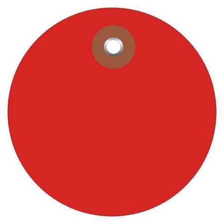Partners Brand Tag, Plastic, Circle, 2", Red, PK100, Vinyl, Red, 100 PK G26070