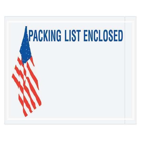 Tape Logic Tape Logic "Packing List Enclosed" Envelopes, U.S.A. Flag, 4 1/2" x 5 1/2", Red/White/Blue, 1000/Case PLUSA12