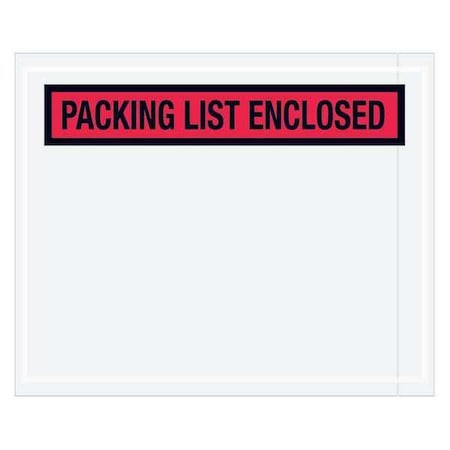 Zoro Select Tape Logic "Packing List Enclosed" Envelopes, 4 1/2" x 5 1/2", Red, 1000/Case PL453