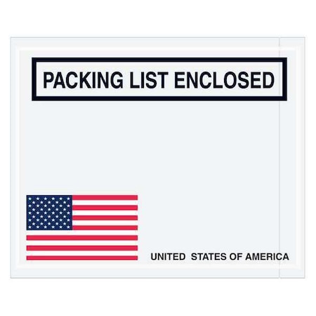 Tape Logic Tape Logic "Packing List Enclosed" Envelopes, U.S.A. Flag, 4 1/2" x 5 1/2", Red/White/Blue, 1000/Case PL465