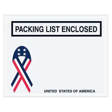 Tape Logic Tape Logic "Packing List Enclosed" Envelopes, U.S.A. Ribbon, 7" x 5 1/2", Red/White/Blue, 1000/Case PL467