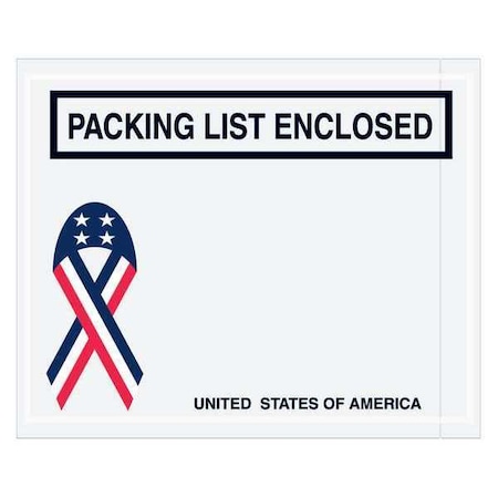 Tape Logic Tape Logic "Packing List Enclosed" Envelopes, U.S.A. Ribbon, 4 1/2" x 5 1/2", Red/White/Blue, 1000/Case PL466