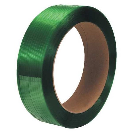 Partners Brand Polyester Strapping, Smooth, 16" x 3" Core, 1/2" x 3600', Green, PK2 PS4220G
