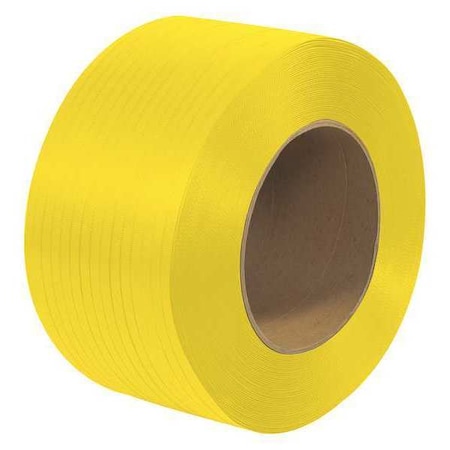 Partners Brand Polypropylene Strapping, Machine Grade, Embossed, 9" x 8" Core, 1/2" x 9000', Yellow, 1/Coil PS3218
