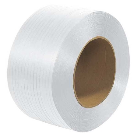 Partners Brand Polypropylene Strapping, Machine Grade, Embossed, 9" x 8" Core, 1/2" x 9900', White, 1/Coil PS3222
