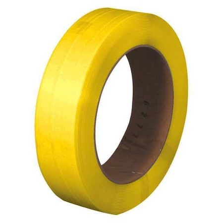 Partners Brand Polypropylene Strapping, Hand Grade, Embossed, 16" x 6" Core, 1/2" x 7200', Yellow, 1/Coil PS1226Y