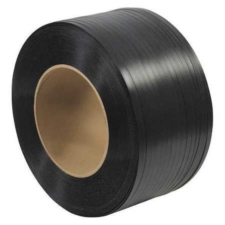 Partners Brand Polypropylene Strapping, Hand Grade, Embossed, 8" x 8" Core, 1/2" x 7200', Black, 1/Coil PSH260