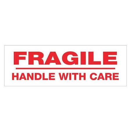Tape Logic Tape Logic Pre-Printed Carton Sealing Tape, "Fragile Handle With Care", 2.2 Mil, 3" x 110 yds., Red/White, PK6 T905P026PK