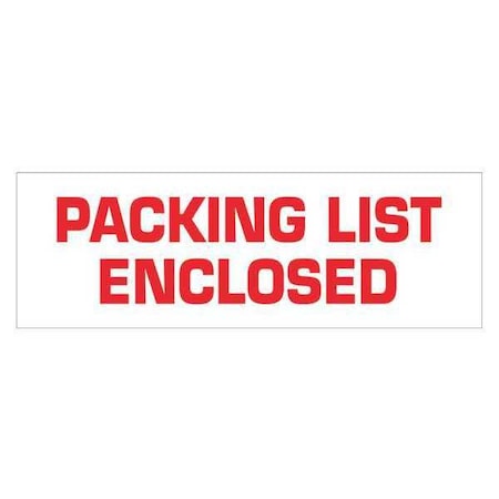 Tape Logic Tape Logic Pre-Printed Carton Sealing Tape, "Packing List Enclosed", 2.2 Mil, 2" x 110 yds., Red/White, 6/Case T902P036PK