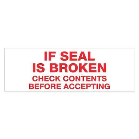 TAPE LOGIC Tape Logic® Pre-Printed Carton Sealing Tape, "If Seal Is Broken...", 2.2 Mil, 3" x 110 yds., Red/White, 24/Case T905P16