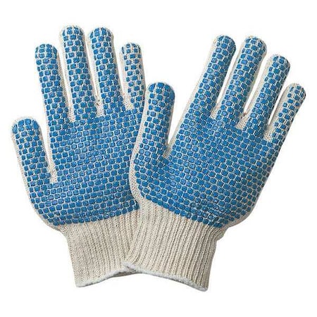 Partners Brand Knit Gloves, PVC, Black Dot, S, PK12, Blue/White, S, 12 PK GLV1019S