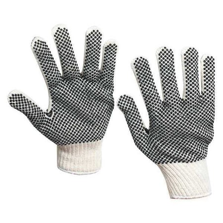 Partners Brand Knit Gloves, White/Black, M, 12 PK GLV1011M